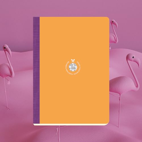 Image of flexbook Smartbook Notebook Ruled Orange | A4 | 21x29cm | 160 pages | 70gsm Fabriano Ivory Paper | Colorful Eco Paper Cover | with Purple linen spine