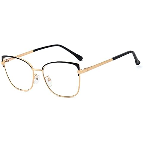 kachawoo Metal Glasses Female Fashion Anti Blue Light Cat Eye Glasses Frame Women Optical (black gold frame) Cover