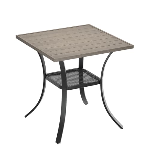 VICLLAX Small Square Outdoor Patio Table, All Weather Metal Outdoor