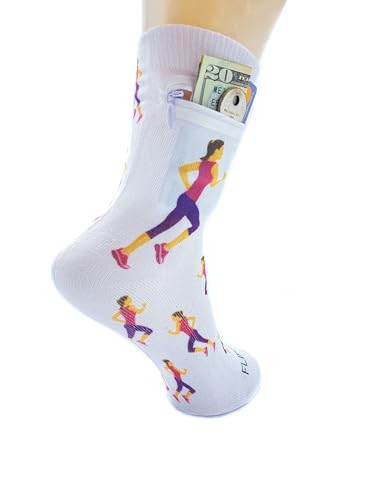 Image of Zipper Sock Wallet - Cotton & Polyester Zipper Socks with Pockets - Fits shoe size 6-13