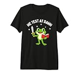 We Test At Dawn School Testing Frog Funny Kids Boy Girl Premium Tri-Blend T-Shirt