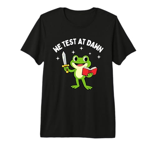 We Test At Dawn School Testing Frog Funny Kids Boy Girl Premium Tri-Blend T-Shirt