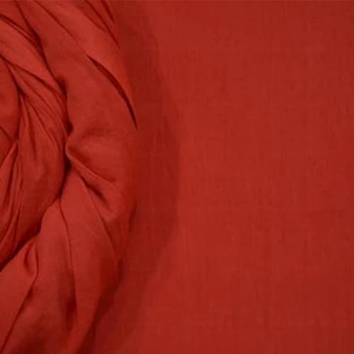 Image of Plain Mulmul Soft Cotton Fabric | Lightweight Breathable Mulmul Cloth | Super Quality Natural Cotton Fabric for Kurta, Dress, Dupatta, Lining & Craft Use (Red, 1 Meter)