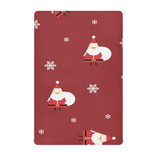 Moudou Christmas Santa Claus Playard Sheet for Boy Girls, Soft Breathable Fitted Toddler Sheet for Standard Playard Bed Mattress, 39 x 27 x 5 Inch