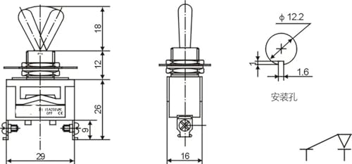 Interrupteur à bascule E-TEN1021 15A 250V avec câble 60cm