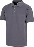 WORKTEAM Polo Manga Corta con Bolsillo de Pecho, 100% Algodón en Tejido Piqué, Cuello Clásico y Tapeta de Tres Botones. Unisex Gris Oscuro L