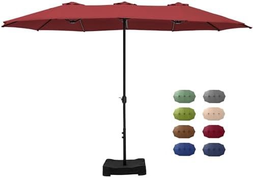 GREEN PARTY Ombrellone Rettangolare 4,6 M Con Base Inclusa - Beige, Manovella, Tessuto UV, Per Patio E Giardino
