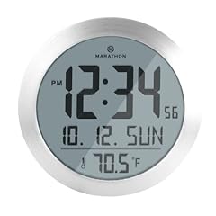 MARATHON 8 Inch Round Digital Wall Clock, Stainless Steel Large, Easy to Read Display AM/PM or 24 photo MARATHON 8 Inch Round Digital Wall Clock, Stainless Steel Large, Easy to Read Display AM/PM or 24