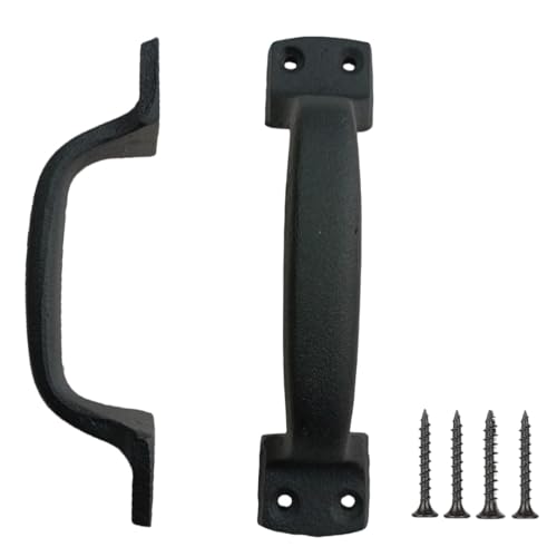 Image of 7 Inch Classic Barn Door Handle - Black Cast Iron Pull for Sliding Doors, Gates, Sheds, Fences, Closets - Indoor Outdoor Farmhouse Hardware