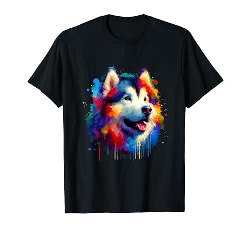Colorful Splash Art Alaskan Malamute T-Shirt