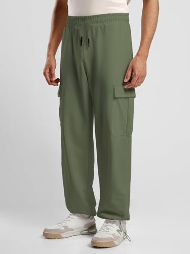 Image of Nobero Joggers for Men | Oversized Fit | Elasticated Waist with Drawcord | Soft & Breathable Fabric | Loose Track Pants | Casual & Streetwear