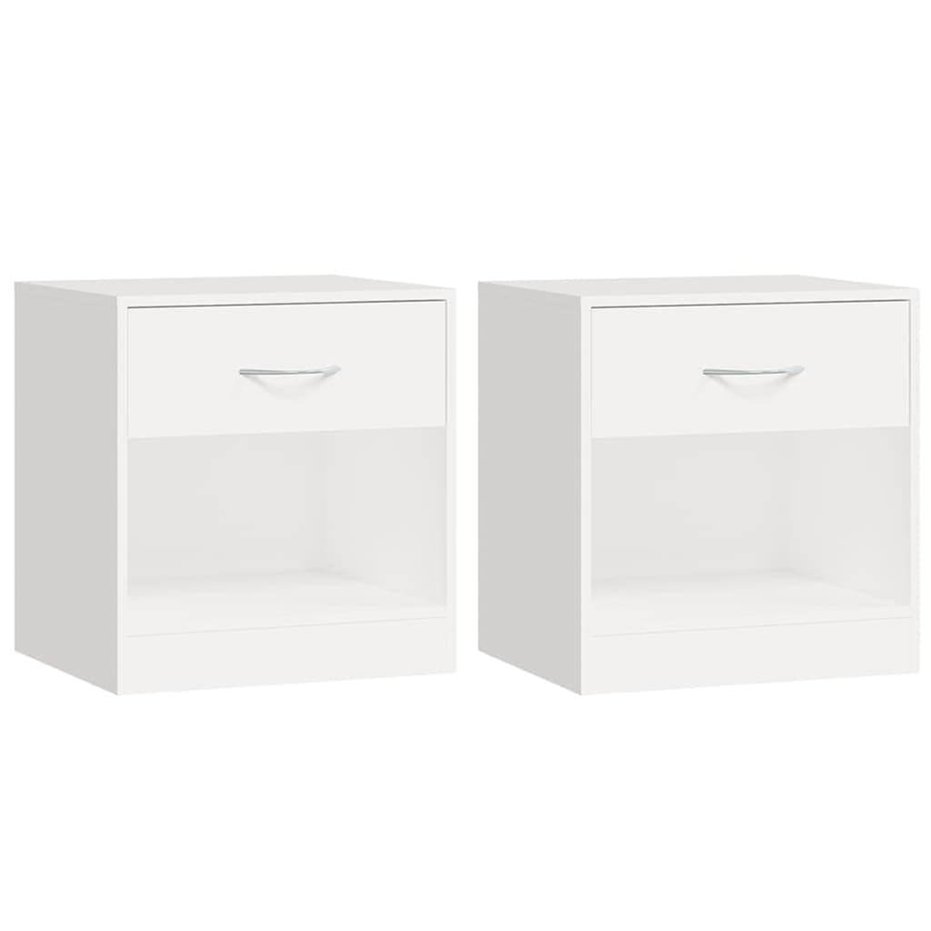vidaXL 2 mesitas de Noche con un cajón Espacioso Color Blanco duraderas robustas
