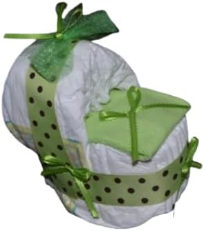 Bassinet Diaper Cake, Carriage Diaper Cake, Diaper Bassinet, Pink Diaper Cake, Pink Bassinet Diaper Cake, New Born Gift, New mom Gift - Green