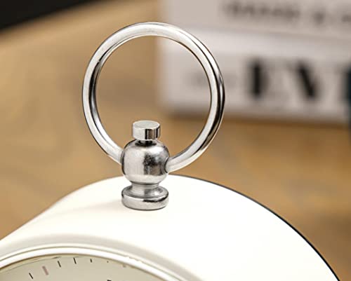 Shisedeco Analog Round Alarm Clock Battery Operated With Nightlight/Snooze Function,Non Ticking Silent Retro Crescendo 4 Inches Small Simply Design Table/Desk Clock For Bedroom Living Room(White) #TOP7