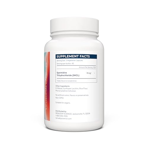 Renue By Science Spermidine Supplements | Liposomal Spermidine Supplements for Women and Men | 90 Capsules - 8mg Spermidine per Serving | Non-GMO & Allergen Free | Made in The USA Third-Party Tested - Thumbnail 2