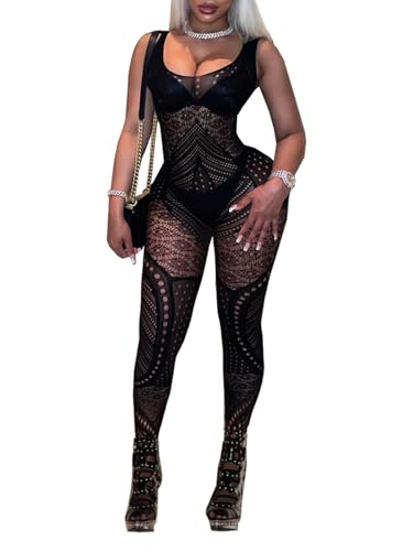 Buitifo Womens Fishnet Bodystocking Plus Size Crotchless Bodysuit Sexy Tights Soft Nightwear Lingerie