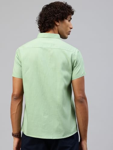 Image of Majestic Man Men Slim Fit Pure Cotton Solid Half Sleeve Casual Shirt