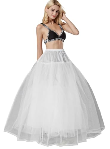 Enaguas Falda Cancan Enagua cancán 3 Capas Longitud del Suelo Falda Interior Underskirt para Vestidos de Novia Vestidos de Gala Vestidos de Noche Vestidos de Baile Accesorios de La Boda(Blanco,32)