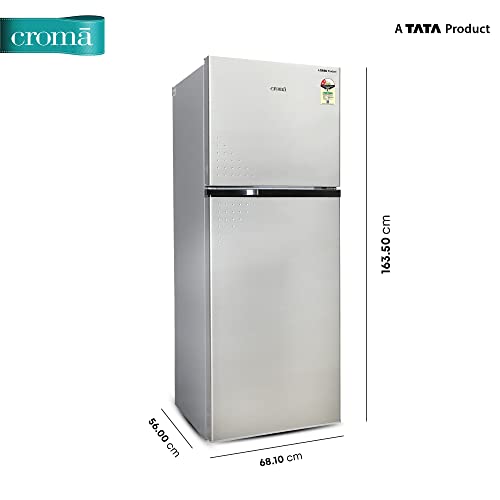 Image of CROMA 279L 2 Star Inverter Frost Free Double Door Refrigerator (CRLR280FFC259602, Shiny Silver) 2022 Model
