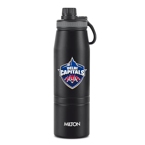 Image of Milton Sports Sparkle 900 | DC Official Drinkware Partner I Limited Edition Delhi Capitals Water Bottle | Stainless Steel I 24 Hr Hot & Cold | Designed for Cricket Lovers | 920 ml I Black