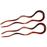 Parcelona French Wavy Crink U Shaped Tortoise Shell 4 inch Large Set of 2 Hair Pins