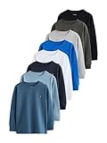 NEXT Jungen Gemütliche Langarmshirts im 8er-Pack mit Hirschlogo Black/White/Blue 140
