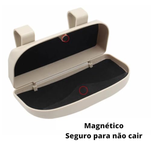 Porta Óculos de Carro, Estojo Universal, Material ABS, Instalação Fácil, 17 cm de Comprimento (Preto