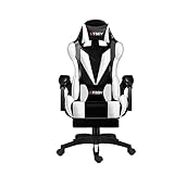 GTBoy ゲーミングチェア オットマン付き 座り心地最高 デスクチェア オフィスチェア 椅子 テレワーク PCゲーミングチェア パソコンチェア ゲームチェア リクライニング 座り心地最高 人間工学 充実機能 高さ調整機能 (White, チェアー)