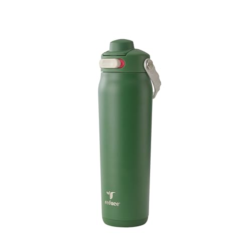 Image of REDUCE Aura Vacuum Insulated 26 oz Water Bottle - Leak-Proof & Chug Spout for Quick Hydration - Keeps Drinks Cold for 30 Hours - Removable Handle for Travel or Gym - Soft Sit Base - Fairway Green