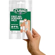 CURAD First Aid Portable Pack |15 - Count On-the-Go Essentials |12 Packs