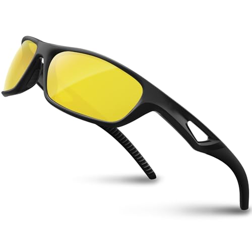 RIVBOS Night Vision Driving Glasses Anti Glare HD Polarized Yellow Tinted Sunglasses for Men Women RB831