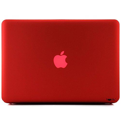 Image of Heartly Premium MacBook Flip Thin Hard Shell Rugged Armor Hybrid Bumper Back Case Cover for MacBook Pro 15 inch inch - Hot Red