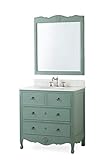 Benton Collection 34” Cottage Look Daleville Bathroom Sink Vanity ZK-81Y-MIR with Mirror (Vintage Mint Blue)
