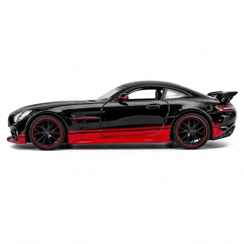 Image of Mercedes-AMG GT R 1:24 Scale Die-Cast Car Model Black - Panamericana Grille Fixed Rear Wing Sound Light Openable Doors Pull-Back Alloy Supercar Toy
