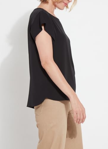 Lyssé Melodie Pull On Top – Short Sleeve Shirt for Women with Cropped Length, Boat Neck, Woven Fabric and 2 Way Stretch4