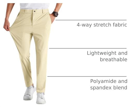 Image of Runcati Mens Stretch Golf Pants Casual Dress Pants Work Trousers