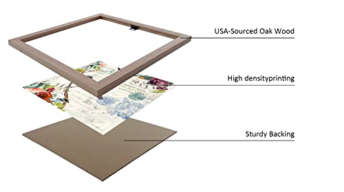 Framed Living Room Wall Art Bird Bedroom Kitchen Wall Decor Vintage Solid Oak Wood Framed Mdf Backboard 14" X 14" 4 Pieces #TOP2
