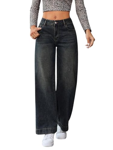 Image of GRECIILOOKS Women's Regular Fit High Rise Jeans | Pant | Baggy High Waist | Bell Bottom | Casual Straight Fit Trousers with Utility Pocket Design