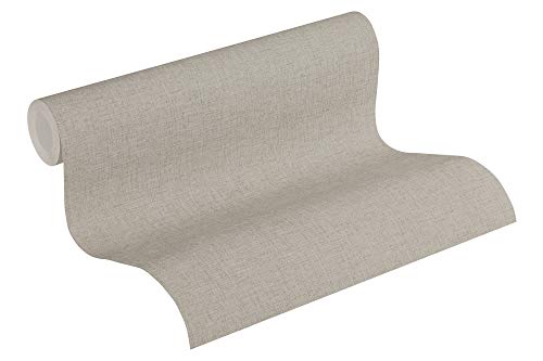 Livingwalls New Walls Vliestapete einfarbig 10,05 m x 0,53 m - Beige - Tapete leicht strukturiert - 374308