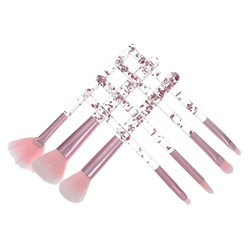 Housoutil 7個 メイクブラシセット キット 顔 フェイシャル 財団 化粧用ブラシ 大きい 補う 化粧品 旅行 化粧道具 アイメイクブラシ 女性化粧ブラシ 女性のメイク プラスチック ピンク