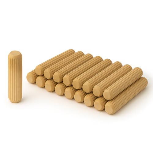 30PCS Kiln-Dried Hardwood Wooden Dowel Pins – Precision Fluted & Beveled Design (8mm x 30mm) for Strong & Secure Joints in Furniture, Cabinetry, Crafting, Carpentry, and DIY Woodworking Projects