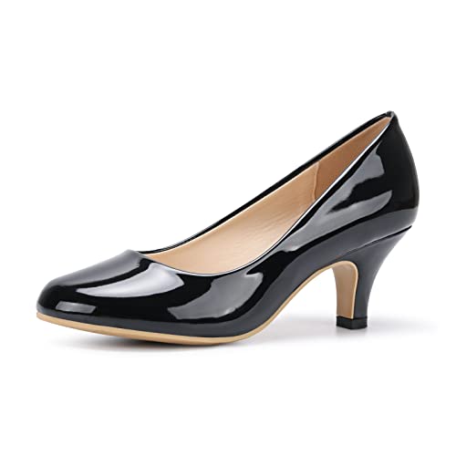 Femme Escarpins Talon Aiguille Hauteur 6 cm Chaussure Talon Confortable Sexy Escarpins Mariage Soirée Travail Noir Verni-10.5