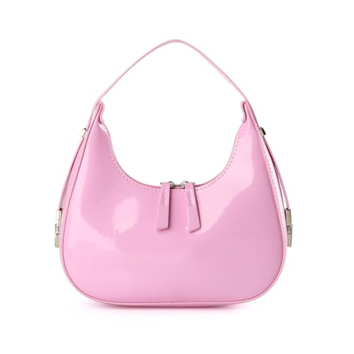 Image of Y2K Moon Bag Women's Crescent Shoulder Bag Retro Handbags Top Handle Patent Leather Cute Small Underarm Bag