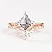 ADLSTIGH Kite Cut Salt and Pepper Diamond Engagement Ring Set S925 10K 14K 18K Gold 1.25 CT Salt and Pepper Diamond and Moissanite Wedding Rings for Women Classic Promise Bridal Set Free Engraving