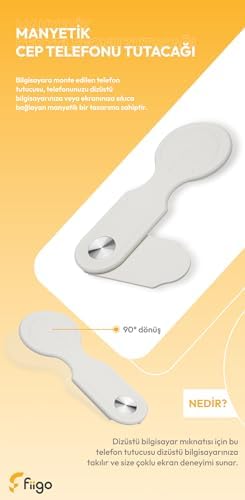 fiigo Magesafe Uyumlu - Çok Amaçlı Manyetik Ekran Arkası Akıllı Telefon Tutacağı - (Beyaz) - Görsel 4