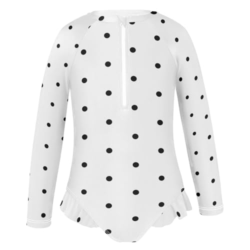 Image of CaTaKu Girls Rash Guard Swimsuit Long Sleeve One Piece Bathing Suit UPF 50+ Toddler Kids Zipper Ruffle Swimwear 3-12Y