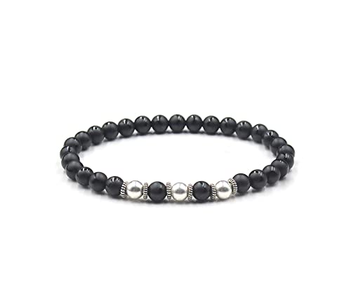 Men's Bracelet, Black Onyx And Sterling Silver Bracelet, Bead Bracelet Man, Onyx Bracelet #TOP13
