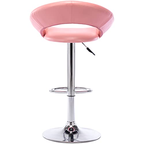 Vogue Furniture Direct Adjustable Bar Stools, Modern Cute Pu Leather Swivel Barstools With Hollow Back, Airlift Counter Height Bar Chairs For Kitchen Dining Pub Cafe, Set Of 2 (Pink) #TOP7