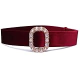ICGSUQR Women Vintage Velvet 2In Wide Waist Belts For Dresses Shirt With Rhinestone Pearl Circle Buckle Leather Waistband Cinch Belt