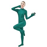 Ensnovo Womens One Piece Unitard Full Body Suit Spandex Skin Tights Turquoise,XXXL